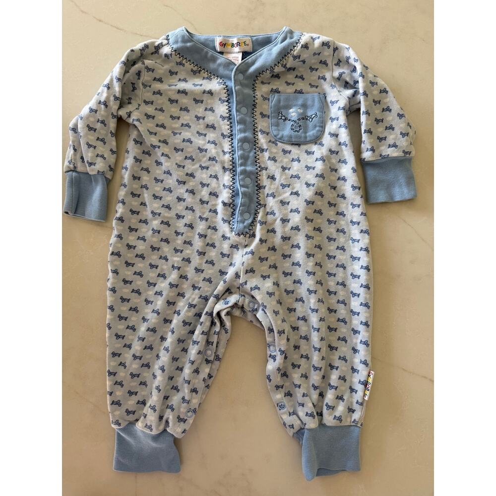 Vintage Rainbow Tag Gymboree Jumpsuit / one piece / pocket /  airplane sz 6-12